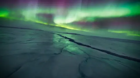 Arctic Canyon Aurora FPV Dive