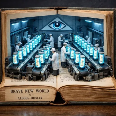 Surreal Diorama Emerging from an Open Vintage Book
